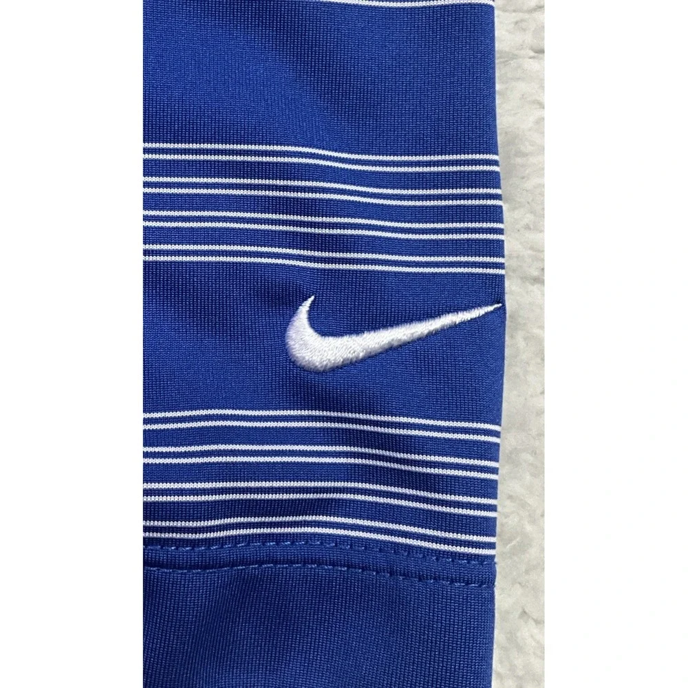 Nike Golf Dri Fit Mens Blue Stripped Short Sleeve Polo Shirt Size L